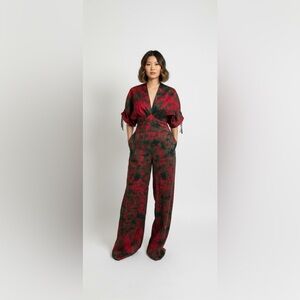 Elegant Red and Green Jumpsuit